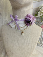 Lolita Necklace Purple Elegant Gorgeous Flower Versatile Lace Pearl Lolita Accessories