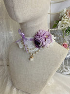 Lolita Necklace Purple Elegant Gorgeous Flower Versatile Lace Pearl Lolita Accessories