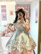 Purple Short Sleeve Bow Lace Dress Princess Dress Lolita