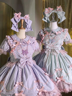 Purple Short Sleeve Bow Lace Dress Princess Dress Lolita