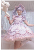 Purple Short Sleeve Bow Lace Dress Princess Dress Lolita