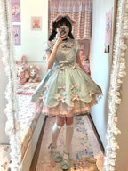 Purple Short Sleeve Bow Lace Dress Princess Dress Lolita