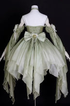 "Silk and Poetry"&nbsp;— This dress draws inspiration from the graceful fusion of 1930s Shanghai art deco elegance and the untamed beauty of Jiangnan landscapes. The halter neckline echoes the minimalist charm of vintage cheongsam, while asymmetrical ruffles emulate the organic flow of lotus leaves on water—blending structured tradition with whimsical movement.