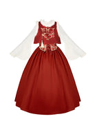 Qi Lolita New Year's Coat Length Strap Sk Vest Shirt Set Autumn and Winter Skirt Lolita Dress