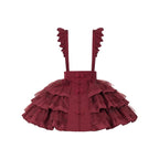 Qi Lolita Red Sweet Lolita Embroidered Shirt Vest Strap Skirt Bow Lolita Dress Winter New Year JSK