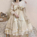 Qi Lolita Sweet Lolita Flower Marriage Wedding Apricot Daily Lolita Generating Color Full Set JSK Lolita Dresses