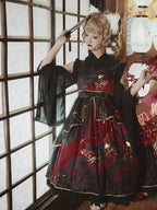 Qi Lolita Black-Re Ink Wash Painting Lolita Dress Jumper Skirt