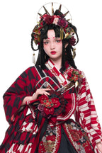 Qi Lolita Vintage Long Red Long Sleeve Dresses