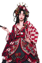Qi Lolita Vintage Long Red Long Sleeve Dresses