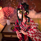 Qi Lolita Vintage Long Red Long Sleeve Dresses