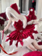 Sweet Loita Red Christmas Fall and Winter Suit Dress Lolita Daily Coat Dress JSK