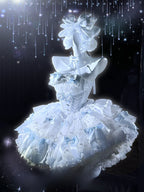 Hime Lolita Red Elk Burgundy White Flower Party JSK Layered Dress