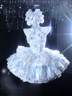 Hime Lolita Red Elk Burgundy White Flower Party JSK Layered Dress