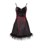 Red Rose Thorns Dark Goth Punk Bow Suspender Dress Jsk