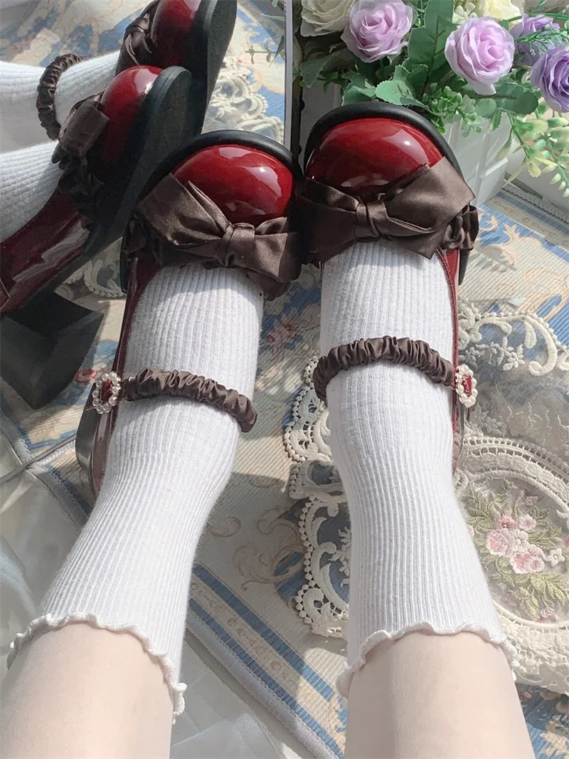Round Head Cute Bow Women's Shoes Lolita Big Head Doll Shoes Single Shoes