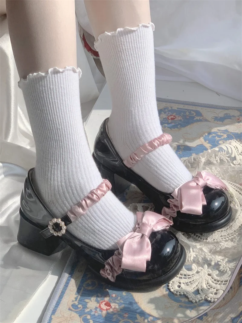 Round Head Cute Bow Women's Shoes Lolita Big Head Doll Shoes Single Shoes