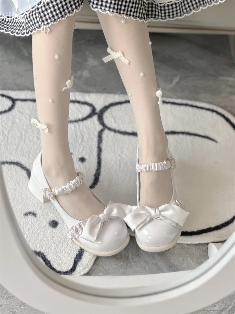 Round Head Cute Bow Women's Shoes Lolita Big Head Doll Shoes Single Shoes