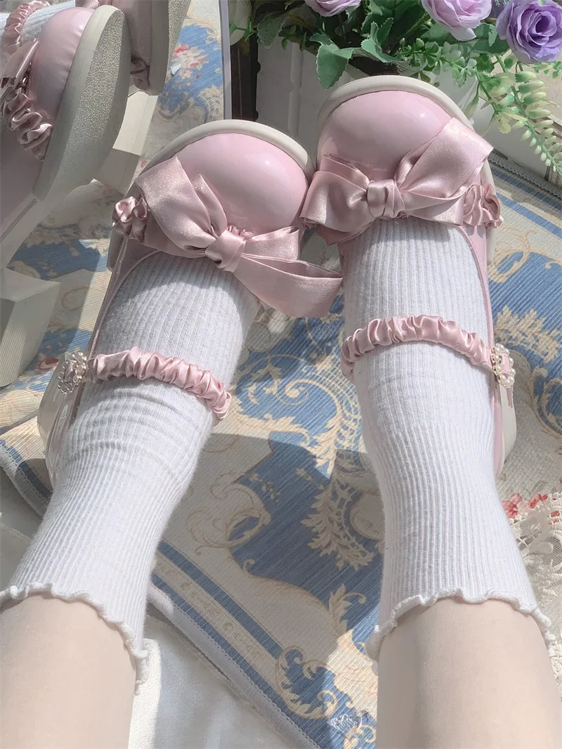 Round Head Cute Bow Women's Shoes Lolita Big Head Doll Shoes Single Shoes
