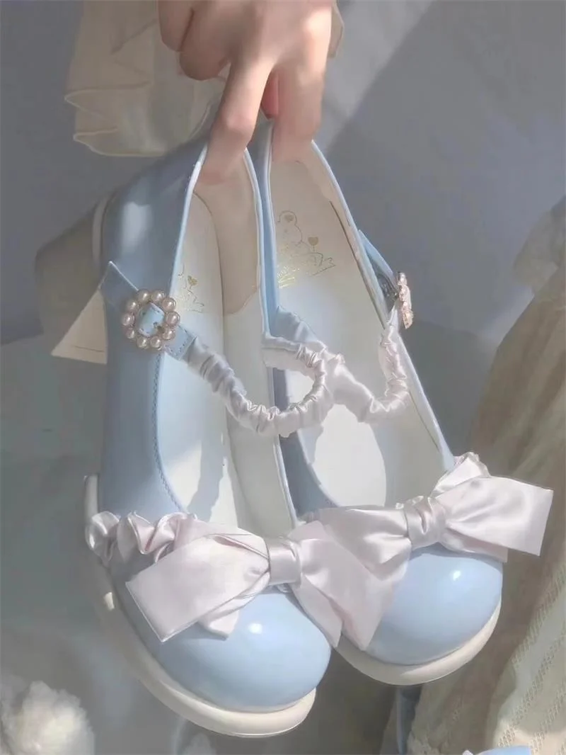 Round Head Cute Bow Women's Shoes Lolita Big Head Doll Shoes Single Shoes