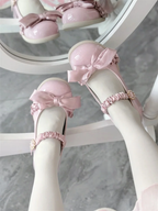 Round Head Cute Bow Women's Shoes Lolita Big Head Doll Shoes Single Shoes