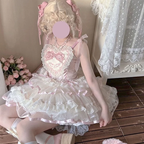 Sweet Lolita Pink Satin Ballet Lolita Suspender Dress Ballet Skirt Elegant