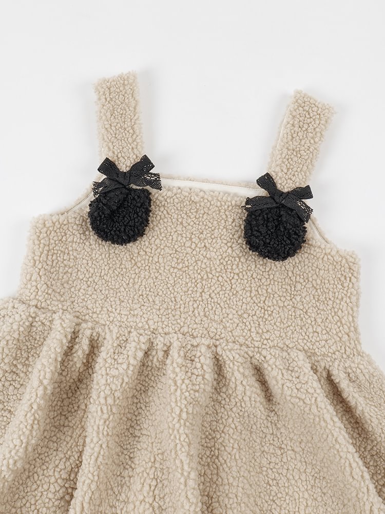 Shaun the Sheep Lamb Fur Suspender Dress Cute Sweet Lolita Dress Autumn Winter