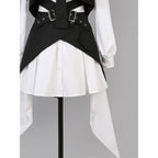 Simple Goth Suit Cool Girl Lolita Long Sleeve Shirt Set Black-white