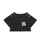 Simple Goth Suit Cool Girl Lolita Long Sleeve Shirt Set Black-white