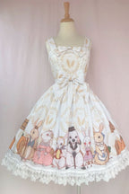 Simple and Generous Lolita Lace Dress Sweet Lolita Rabbit Prints JSK Casual Coord