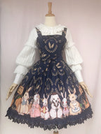 Simple and Generous Lolita Lace Dress Sweet Lolita Rabbit Prints JSK Casual Coord