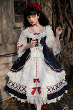 Classic Lolita Snow White Elegant Lace Bow Princess Dress Sweet Chiffon Long Dress