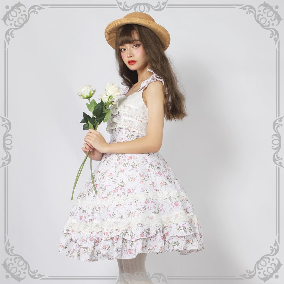 Solid Color Lolita Sweet Dress Cotton Lace Dress JSK
