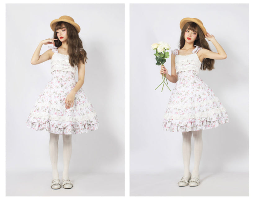 Solid Color Lolita Sweet Dress Cotton Lace Dress JSK