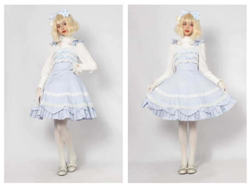 Solid Color Lolita Sweet Dress Cotton Lace Dress JSK