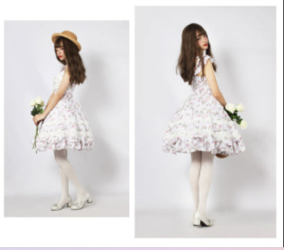 Solid Color Lolita Sweet Dress Cotton Lace Dress JSK