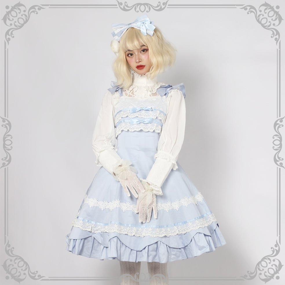 Solid Color Lolita Sweet Dress Cotton Lace Dress JSK