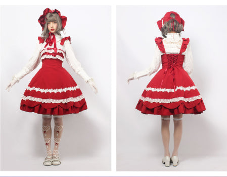 Solid Color Lolita Sweet Dress Cotton Lace Dress JSK