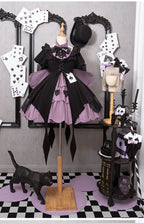 Spade Magician Gothic Lolita Dress Cute Halloween Costume Bow Dress Tail