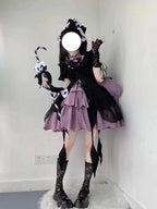 Spade Magician Gothic Lolita Dress Cute Halloween Costume Bow Dress Tail