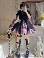 Spade Magician Gothic Lolita Dress Cute Halloween Costume Bow Dress Tail