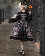Spring and Fall Classic Vintage Court Style JSK Dress Lolita Red and Black Classic Lolita Dress