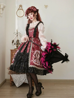 Spring and Fall Classic Vintage Court Style JSK Dress Lolita Red and Black Classic Lolita Dress
