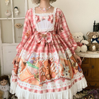 Stamp Bear Dress OP Dress Princess Long Sleeve Lolita Lolita Sweet Christmas