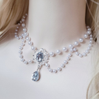 Star Multilayer Pearl Clavicle Chain Flower Wedding Tea Party Necklace Gemstone Necklace Lolita Accessories
