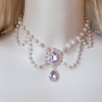Star Multilayer Pearl Clavicle Chain Flower Wedding Tea Party Necklace Gemstone Necklace Lolita Accessories