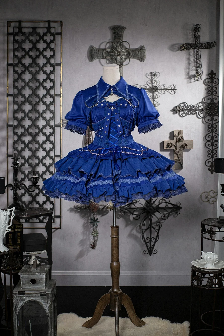 Punk Lolita Jirai Kei Fashion Punk Goth Lolita and Elegant Lolita Short Ruffles Dress