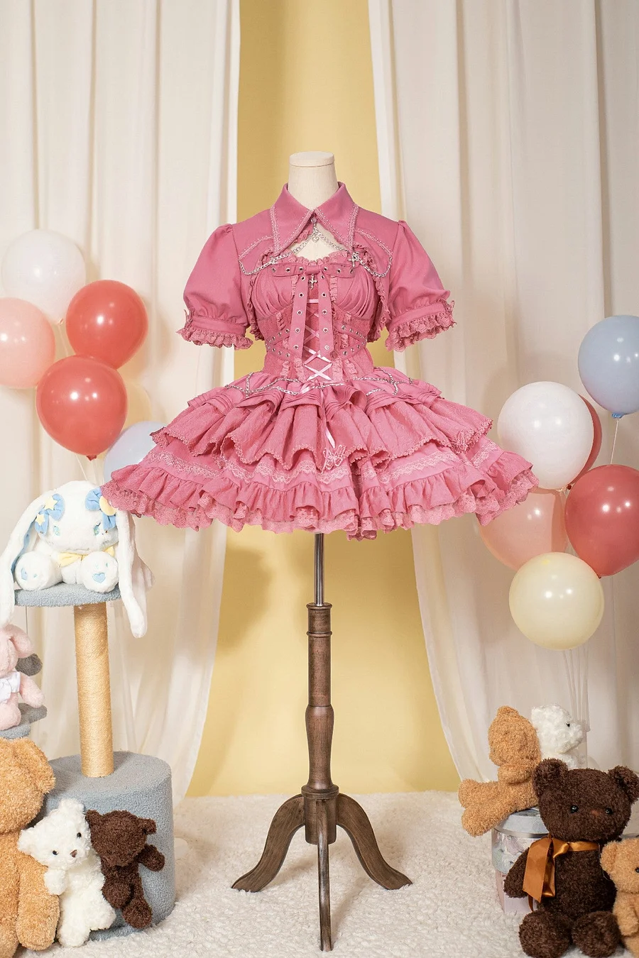 Punk Lolita Jirai Kei Fashion Punk Goth Lolita and Elegant Lolita Short Ruffles Dress