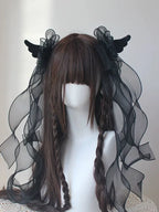 Sweet Angel Wings Ribbon Bow Hair Clips Subculture Y2K Lolita Hair Accessories