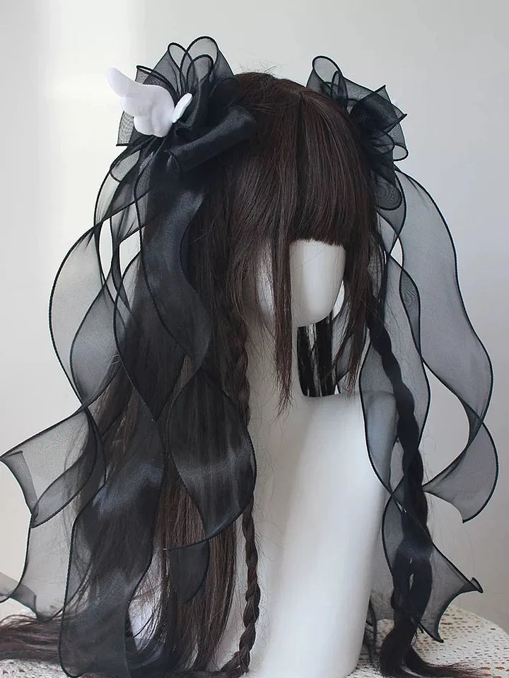 Sweet Angel Wings Ribbon Bow Hair Clips Subculture Y2K Lolita Hair Accessories