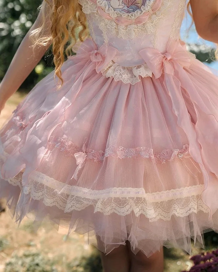 Sweet Ballet Lolita JSK Princess Dress Pink Skirt Kawaii Lolita Outfit Romance Rococo